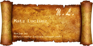 Matz Luciusz névjegykártya